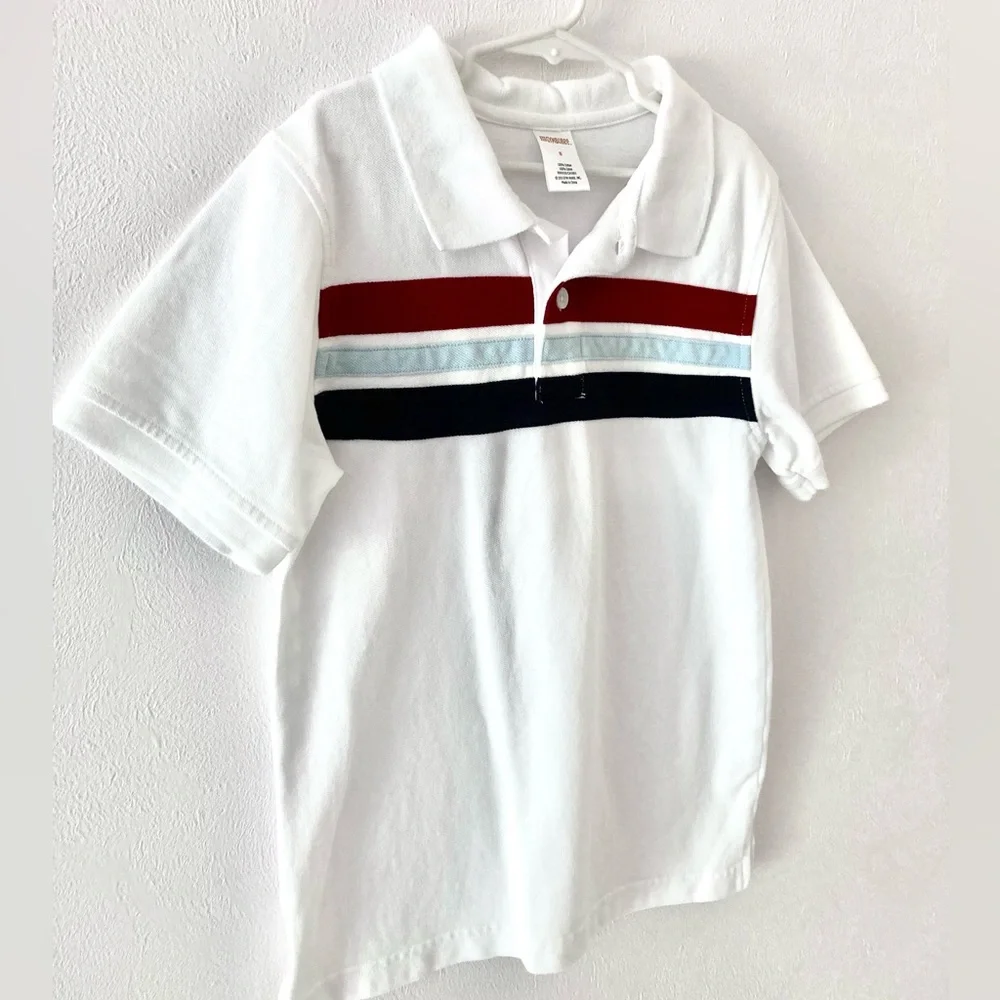 Gymboree White Polo with stripes Size 8